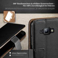 moex Book Case für Samsung Galaxy J1 (2016) – Klapphülle aus PU Leder mit Kartenfach, Komplett Schutz