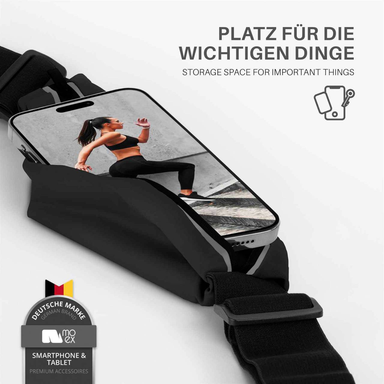 moex Easy Bag für LG D605 Optimus L9 II – Handy Laufgürtel zum Joggen, Fitness Sport Lauftasche