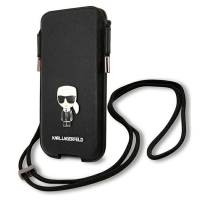 Karl Lagerfeld Saffiano Hardcase Handytasche – Karl Lagerfeld Handyhülle, Smartphone Umhängetasche mit Emblem – weiteres Produktbild 0