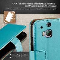moex Book Case für HTC One M8s – Klapphülle aus PU Leder mit Kartenfach, Komplett Schutz