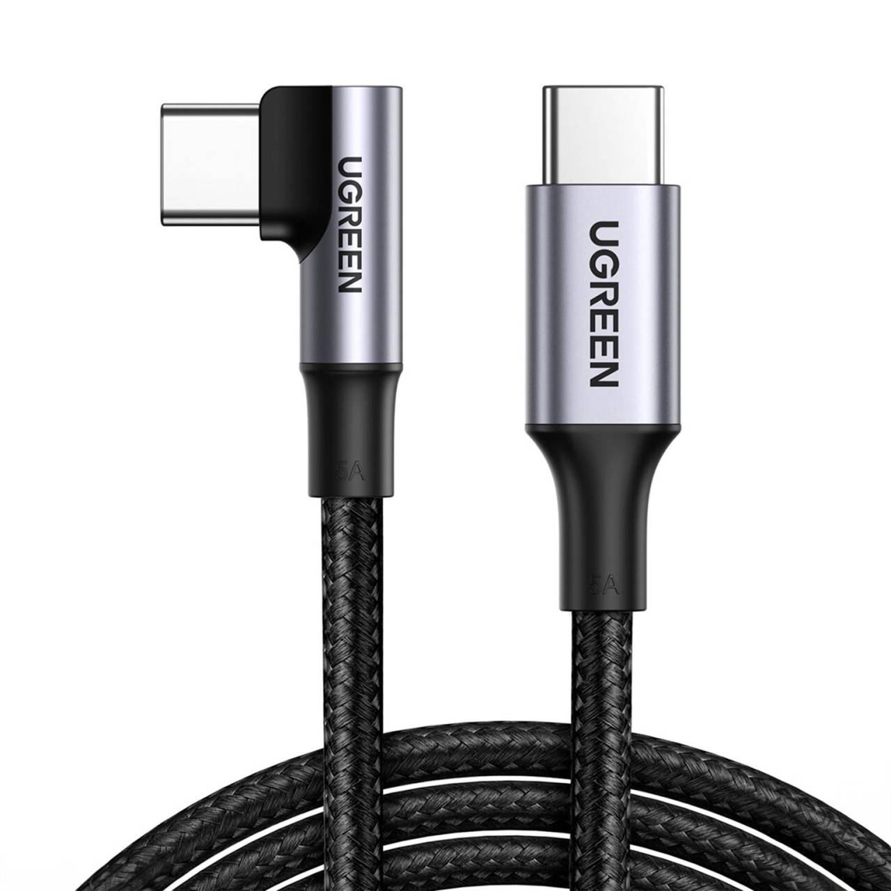 Ugreen Ladekabel – USB-C auf USB-C für Smartphones und anderes, 90 Grad Winkel einseitig, 100W, 2 m