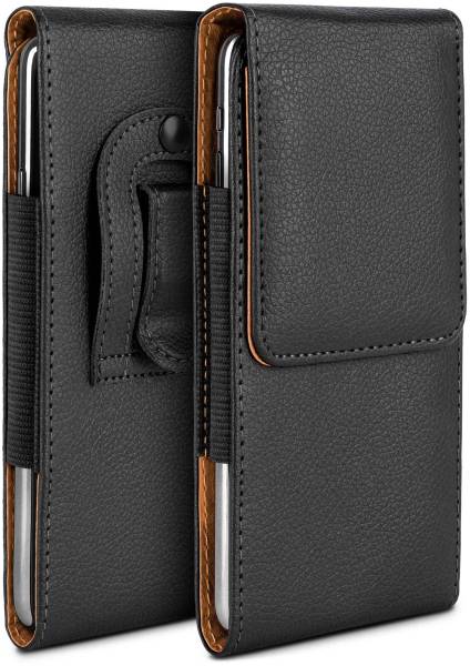 moex Plug Case für LG G7 Fit – Handy Gürteltasche aus PU Leder mit Magnetverschluss