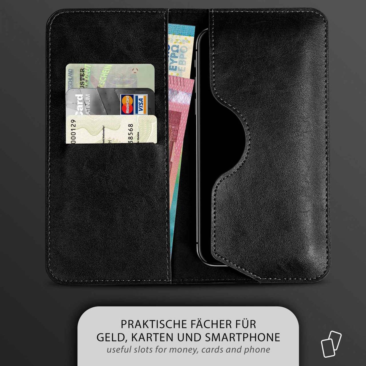 moex Purse Case für Nokia 5.1 – Handytasche mit Geldbörses aus PU Leder, Geld- & Handyfach