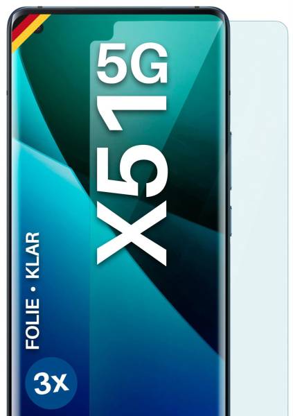 moex FlexProtect Klar für vivo X51 5G – Schutzfolie für unsichtbaren Displayschutz, Ultra klar