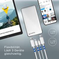 VARTA Powerbank – 2x USB-A + 1x USB-C bidirektional für Smartphones und andere Geräte – Energy Serie, 5000 mAh