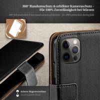 moex Book Case für Apple iPhone 12 Pro Max – Klapphülle aus PU Leder mit Kartenfach, Komplett Schutz
