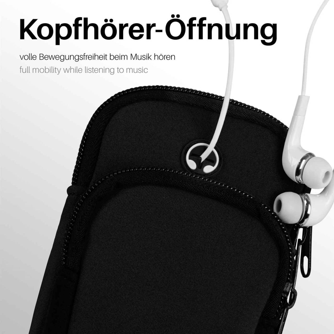 moex Fitness Case für Ulefone Note 8 – Handy Armband aus Neopren zum Joggen, Sport Handytasche – Schwarz