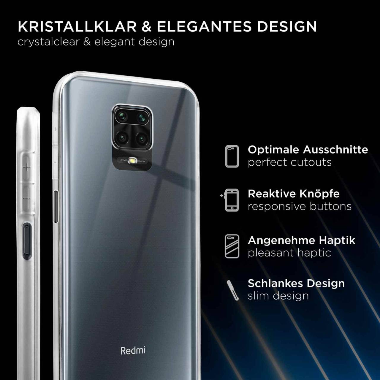 ONEFLOW Clear Case Redmi Note 9 Pro Silikonhülle transparent