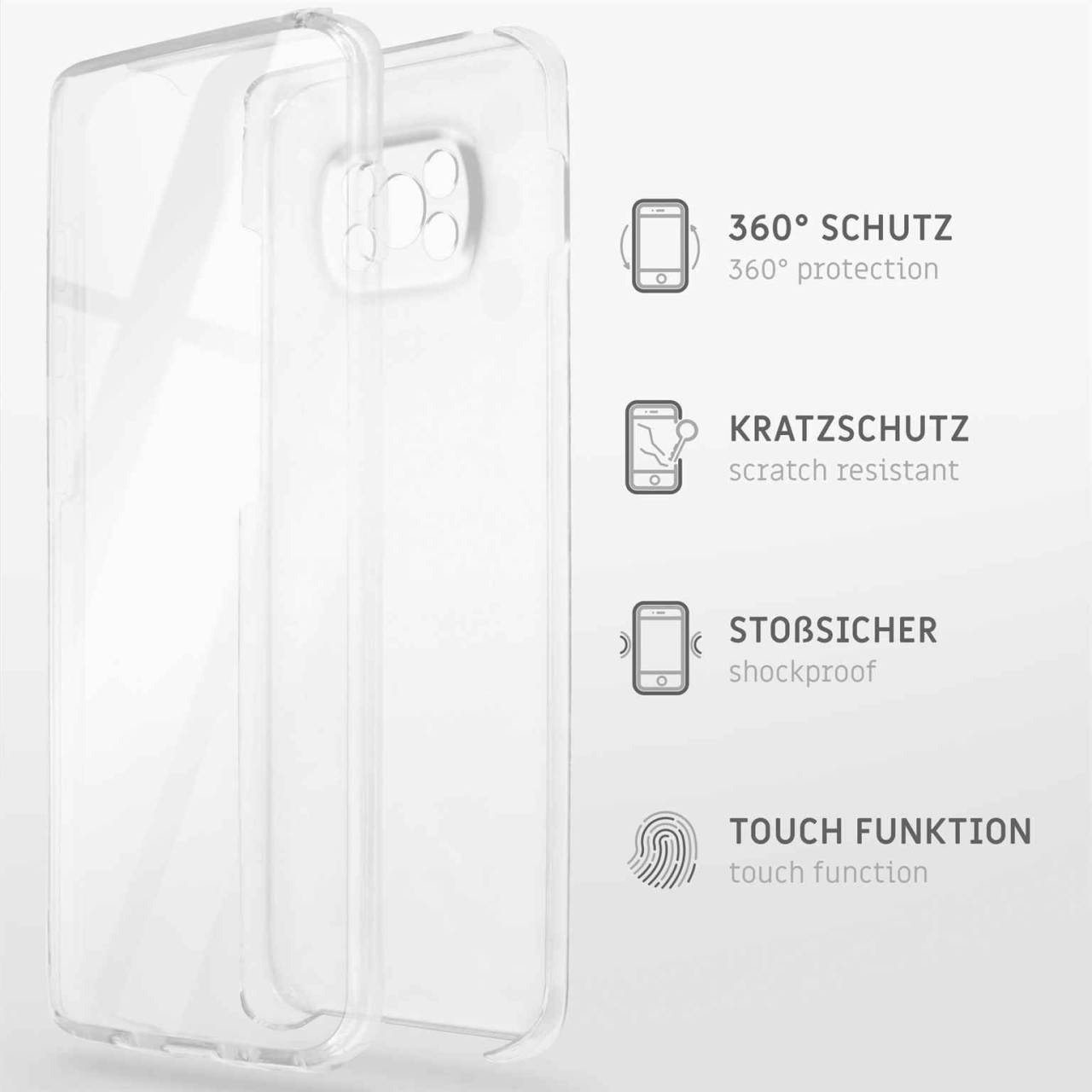 ONEFLOW Touch Case für Xiaomi Poco X3 Pro – 360 Grad Full Body Schutz, komplett beidseitige Hülle