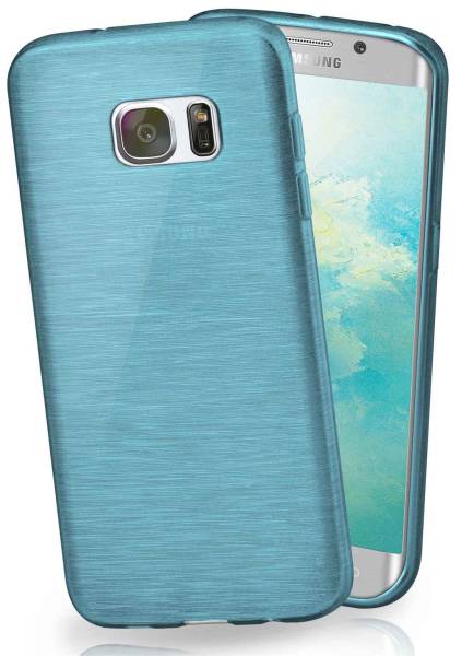 moex Brushed Case für Samsung Galaxy S7 Edge – Silikon Handyhülle, Backcover in Aluminium Optik