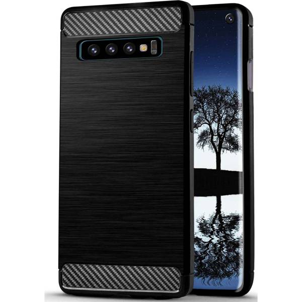 ONEFLOW Shift Case für Samsung Galaxy S10 – Handyhülle aus robustem TPU in Carbon- & brushed Alu-Optik