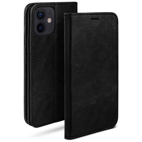 moex Casual Case für Apple iPhone 12 – 360 Grad Schutz Booklet, PU Lederhülle mit Kartenfach