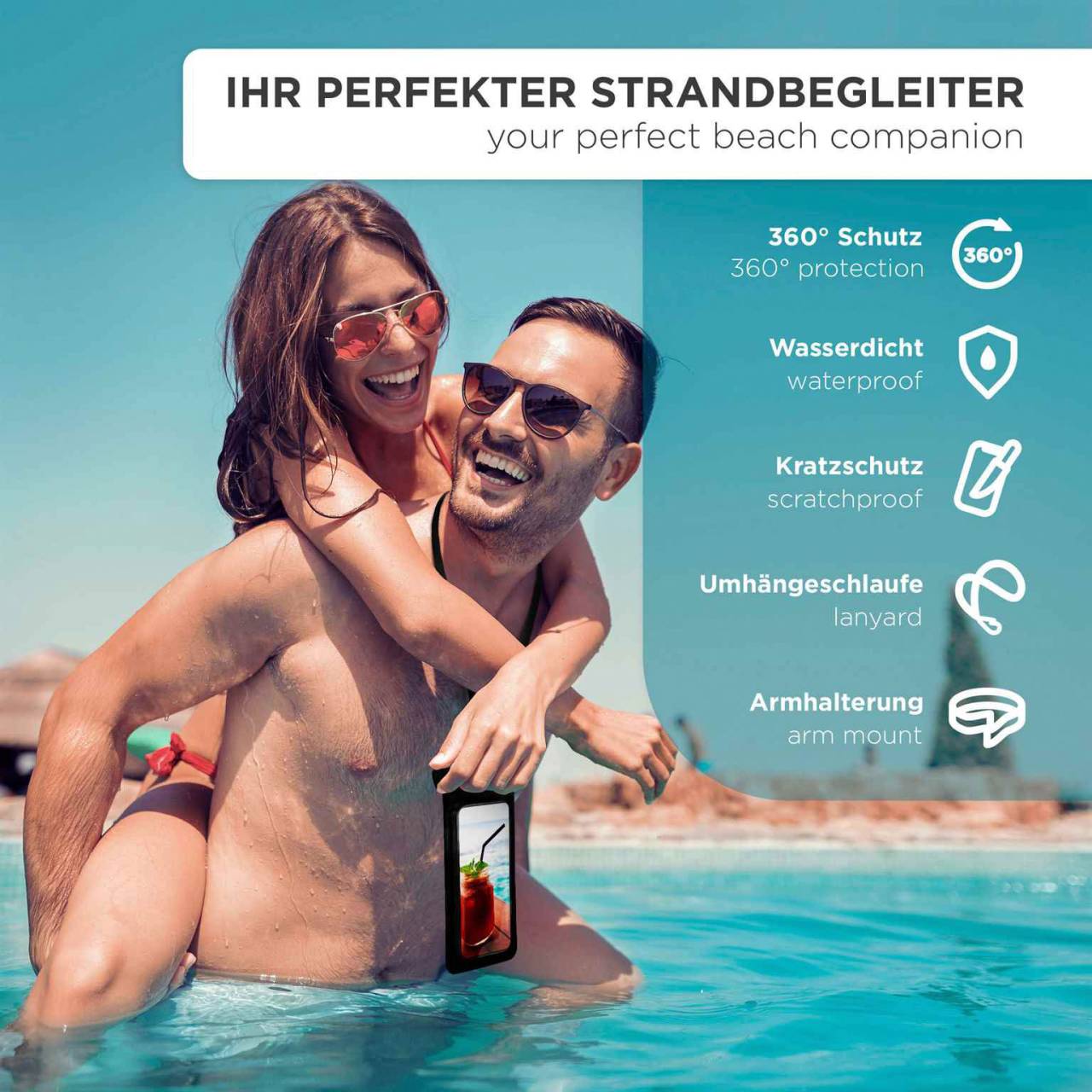 ONEFLOW Beach Bag für Samsung Galaxy S5 Mini – Wasserdichte Handyhülle für Strand & Pool, Unterwasser Hülle