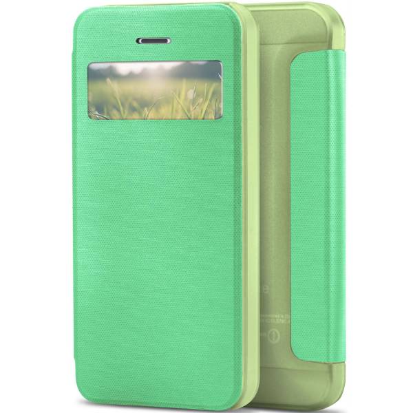 moex Focus Case für iPhone SE (2016) – Klapphülle mit Sichtfenster – Handytasche mit Rundumschutz