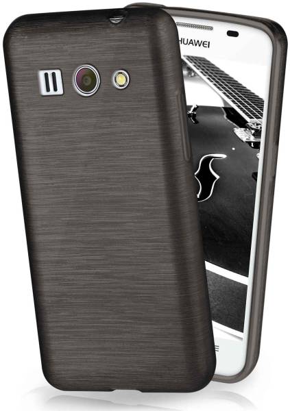 moex Brushed Case für Huawei Ascend G520 – Silikon Handyhülle, Backcover in Aluminium Optik