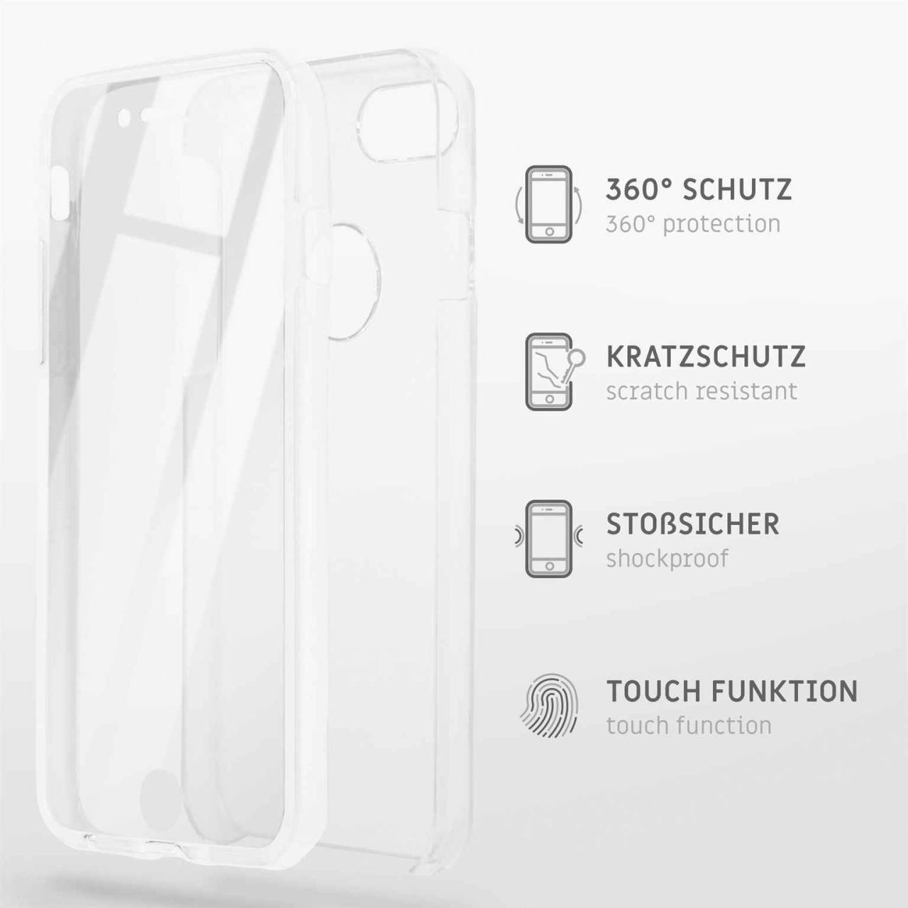ONEFLOW Touch Case für Apple iPhone XS Max – 360 Grad Full Body Schutz, komplett beidseitige Hülle