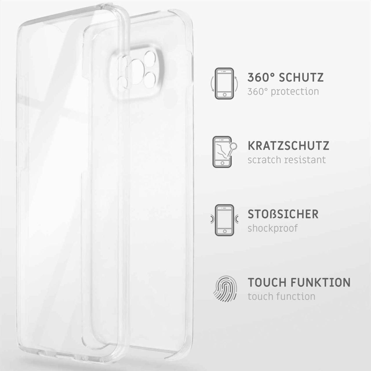 ONEFLOW Touch Case für Xiaomi Poco X3 NFC – 360 Grad Full Body Schutz, komplett beidseitige Hülle