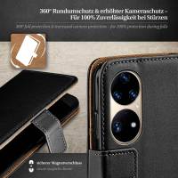 moex Book Case für Huawei P50 Pro – Klapphülle aus PU Leder mit Kartenfach, Komplett Schutz