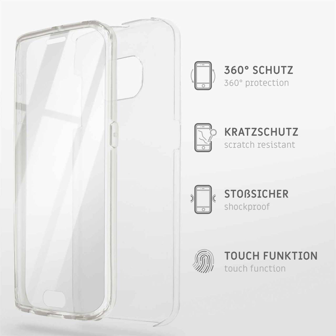ONEFLOW Touch Case für Samsung Galaxy S6 Edge – 360 Grad Full Body Schutz, komplett beidseitige Hülle