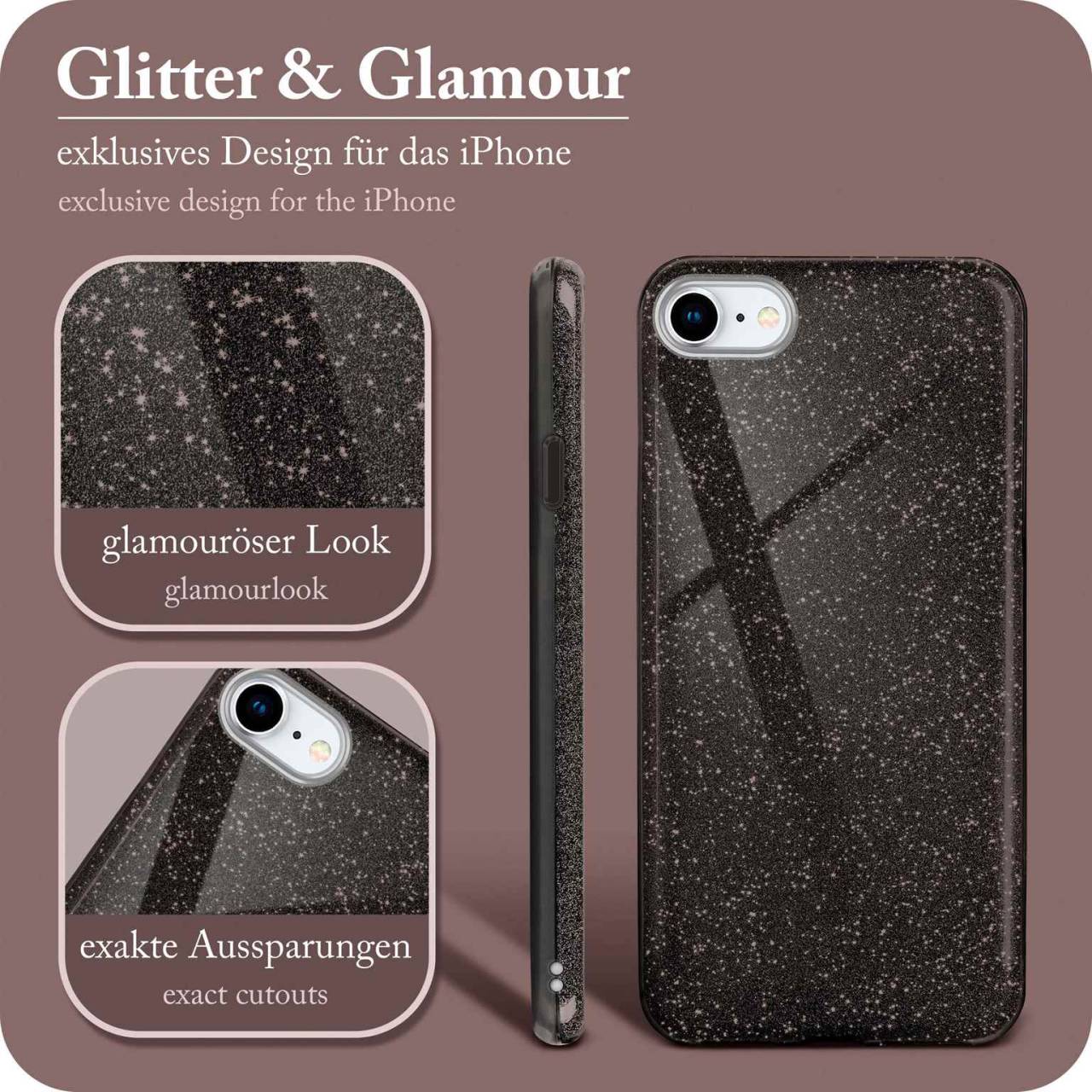 ONEFLOW Glitter Case für Apple iPhone SE 3. Generation (2022) – Glitzer Hülle aus TPU, designer Handyhülle