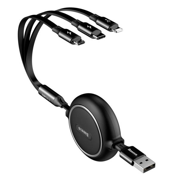 Baseus multifunktionales 3-in-1 Ladekabel - USB-C/Lightning/Micro-USB für Smartphones - 1,2 Meter - Aufrollbar