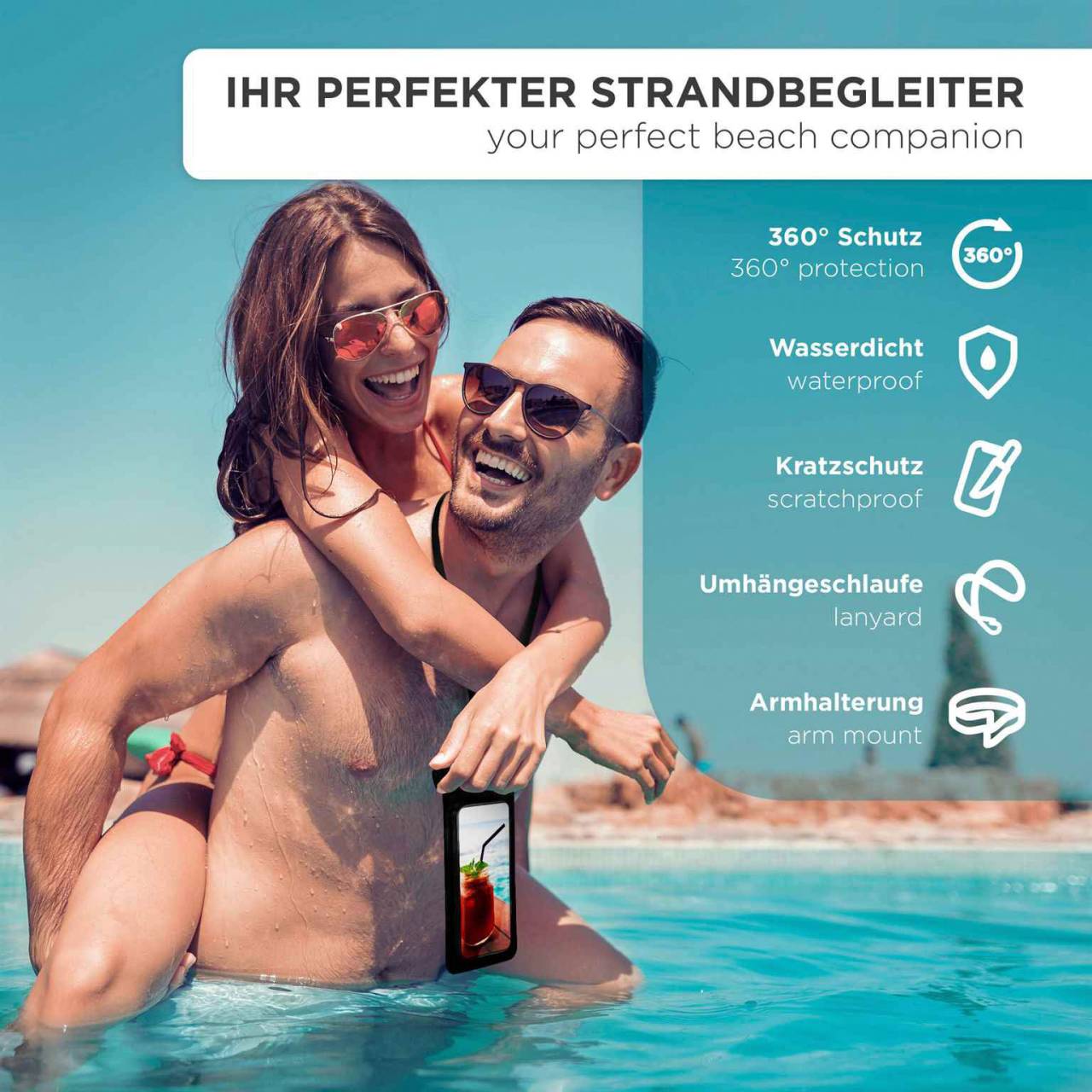 ONEFLOW Beach Bag für Xiaomi Redmi Note 11 Pro+ 5G – Wasserdichte Handyhülle für Strand & Pool, Unterwasser Hülle