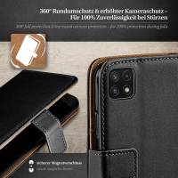 moex Book Case für Samsung Galaxy A22 5G – Klapphülle aus PU Leder mit Kartenfach, Komplett Schutz