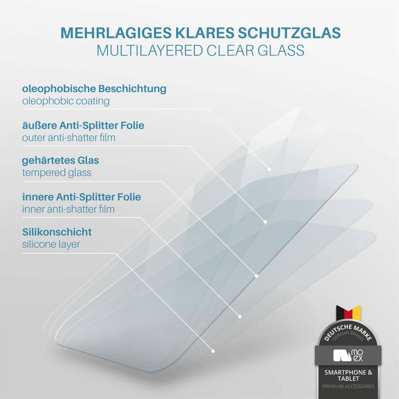 moex ShockProtect Klar für Huawei Ascend G7 – Panzerglas für kratzfesten Displayschutz, Ultra klar