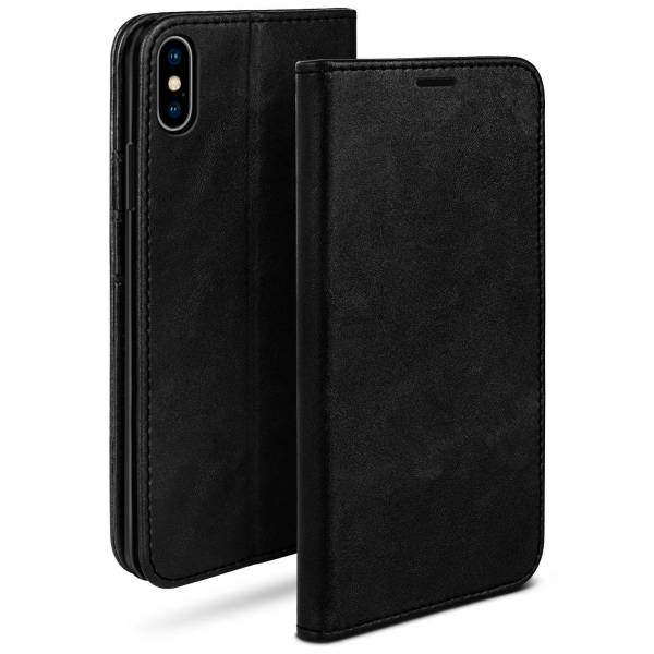 moex Casual Case für Apple iPhone XS Max – 360 Grad Schutz Booklet, PU Lederhülle mit Kartenfach