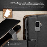 moex Book Case für Samsung Galaxy S9 – Klapphülle aus PU Leder mit Kartenfach, Komplett Schutz