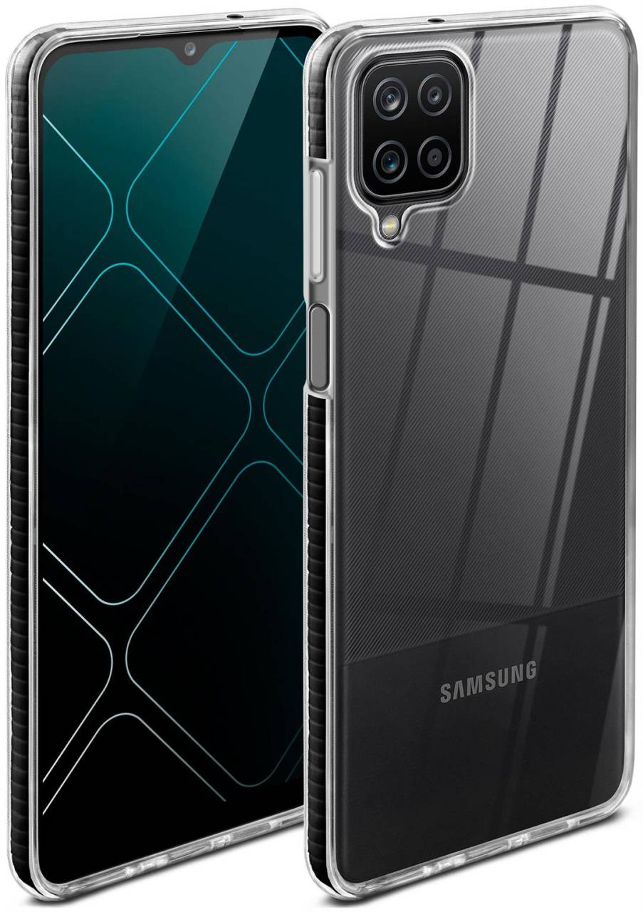 ONEFLOW Cushion Case für Samsung Galaxy A12 – Durchsichtige Hülle aus Silikon mit 3D Kameraschutz