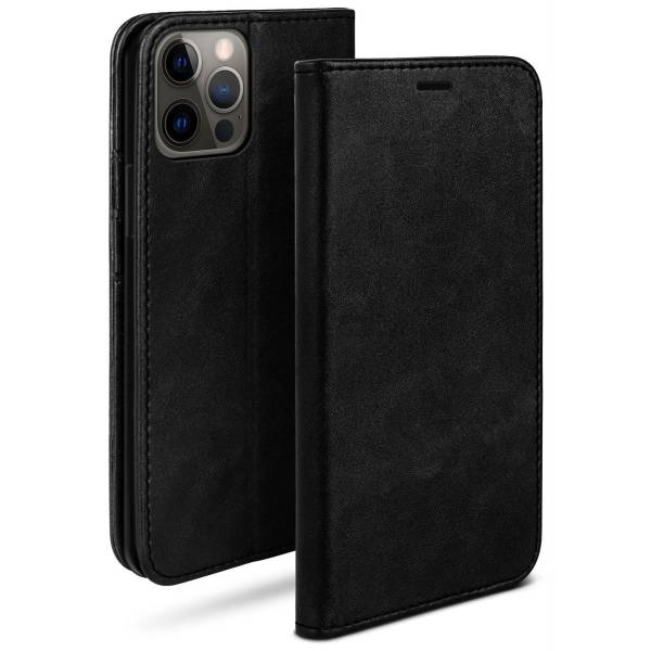 moex Casual Case für Apple iPhone 12 Pro Max – 360 Grad Schutz Booklet, PU Lederhülle mit Kartenfach