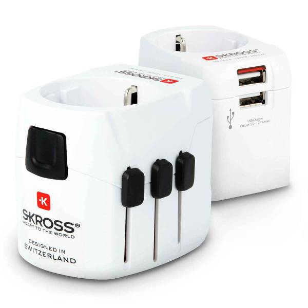 SKROSS PRO Light USB – Reiseadapter für 100 Länder mit 2 USB Ports