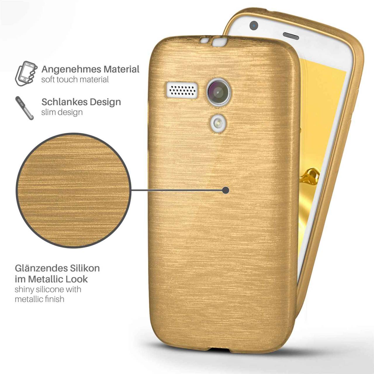 moex Brushed Case für Motorola Moto G – Silikon Handyhülle, Backcover in Aluminium Optik