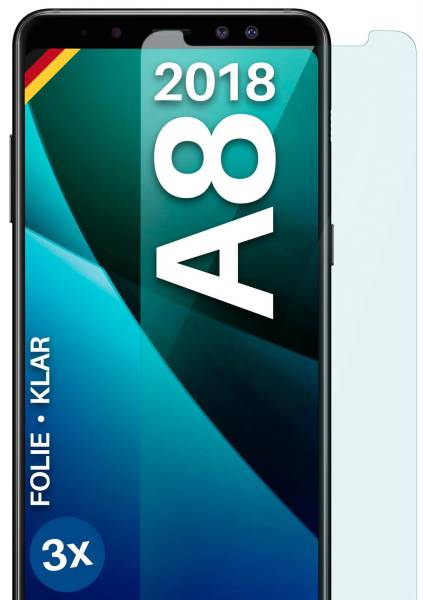 moex FlexProtect Klar für Samsung Galaxy A8 (2018) – Schutzfolie für unsichtbaren Displayschutz, Ultra klar