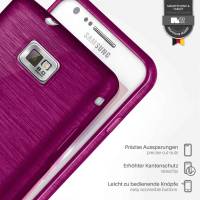 moex Brushed Case für Samsung Galaxy S2 Plus – Silikon Handyhülle, Backcover in Aluminium Optik