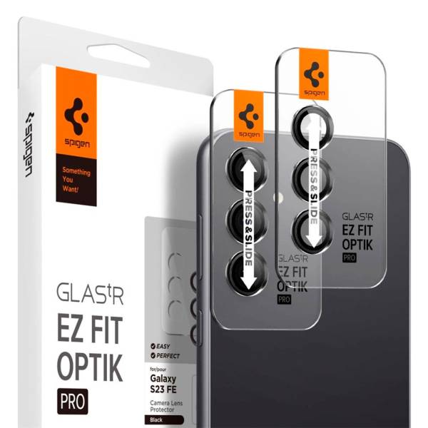 Spigen Glas.tR EZ Fit Optik Pro für Samsung Galaxy S23 FE – Hartglasabdeckung für Smartphone Kamera