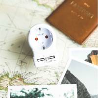 SKROSS Reiseadapter – Europa auf UK (Typ G) für Smartphones und andere Geräte, Länderreise-Serie, mit 2x USB