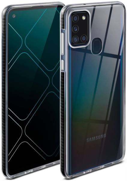 ONEFLOW Cushion Case für Samsung Galaxy A21s – Durchsichtige Hülle aus Silikon mit 3D Kameraschutz
