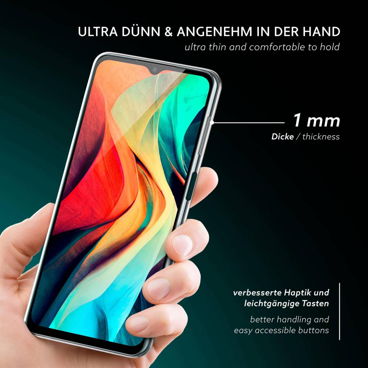 moex Aero Case für Samsung Galaxy M13 – Durchsichtige Hülle aus Silikon, Ultra Slim Handyhülle