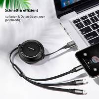 Baseus multifunktionales 3-in-1 Ladekabel - USB-C/Lightning/Micro-USB für Smartphones - 1,2 Meter - Aufrollbar – weiteres Produktbild 7