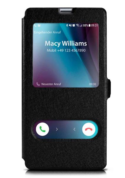 moex Comfort Case für Samsung Galaxy M20 – Klapphülle mit Fenster, ultra dünnes Flip Case