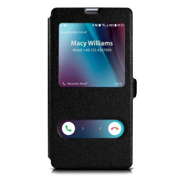 moex Comfort Case für Samsung Galaxy M20 – Klapphülle mit Fenster, ultra dünnes Flip Case