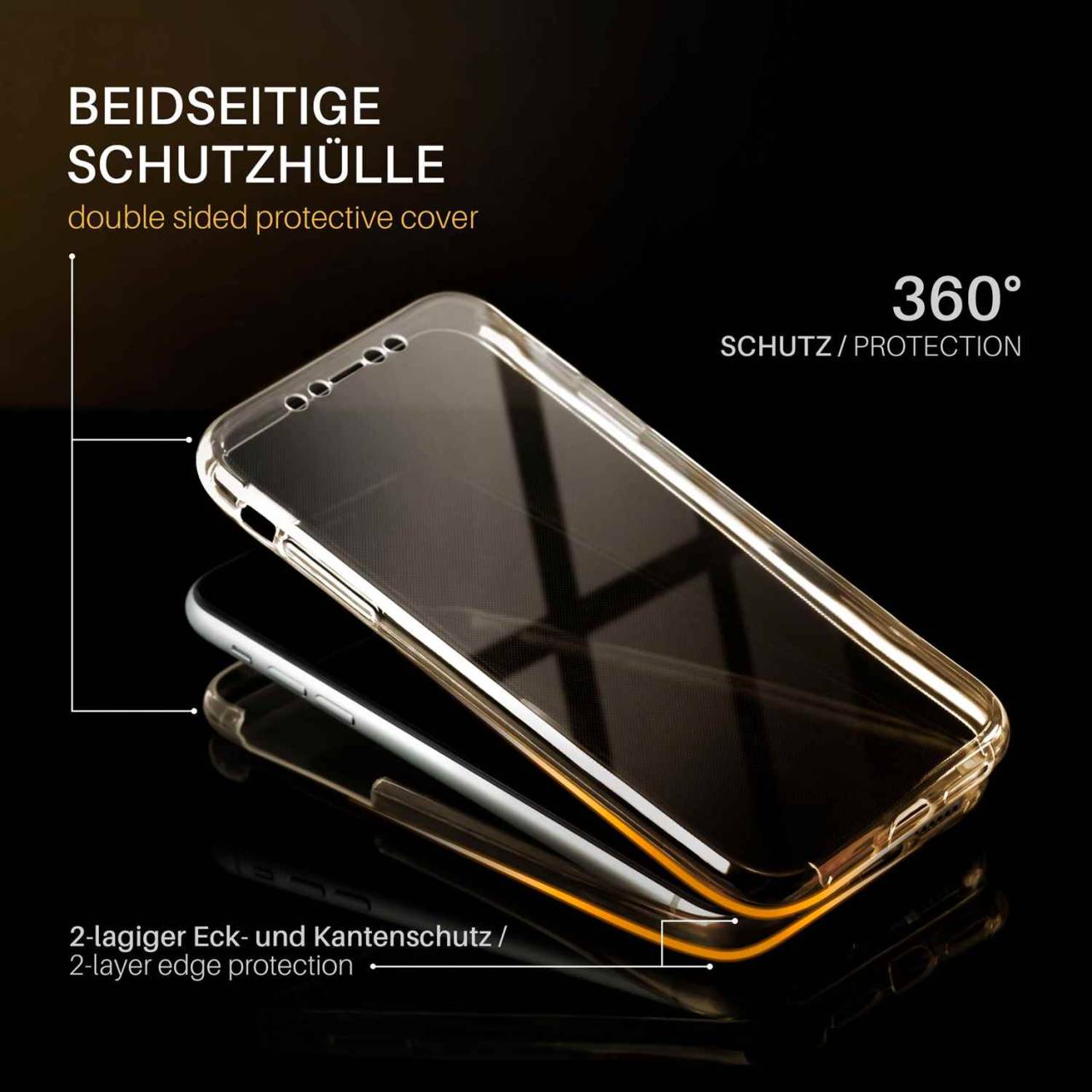 moex Double Case für Samsung Galaxy S9 Plus – 360 Grad Hülle aus Silikon, Rundumschutz beidseitig