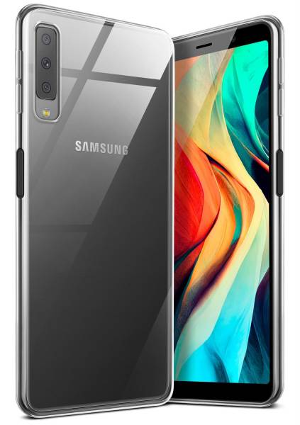moex Aero Case für Samsung Galaxy A7 (2018) – Durchsichtige Hülle aus Silikon, Ultra Slim Handyhülle