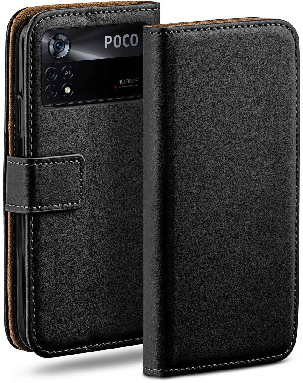 moex Book Case für Xiaomi Poco X4 Pro 5G – Klapphülle aus PU Leder mit Kartenfach, Komplett Schutz