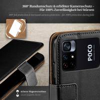 moex Book Case für Xiaomi Poco M4 Pro – Klapphülle aus PU Leder mit Kartenfach, Komplett Schutz
