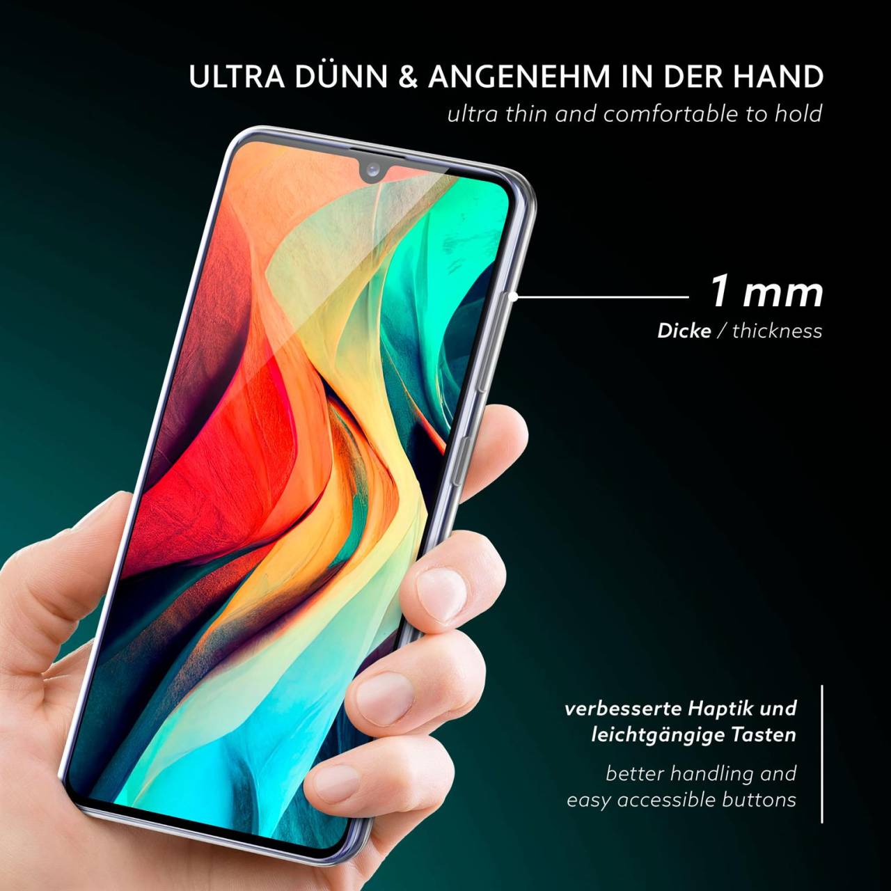 moex Aero Case für Samsung Galaxy A41 – Durchsichtige Hülle aus Silikon, Ultra Slim Handyhülle