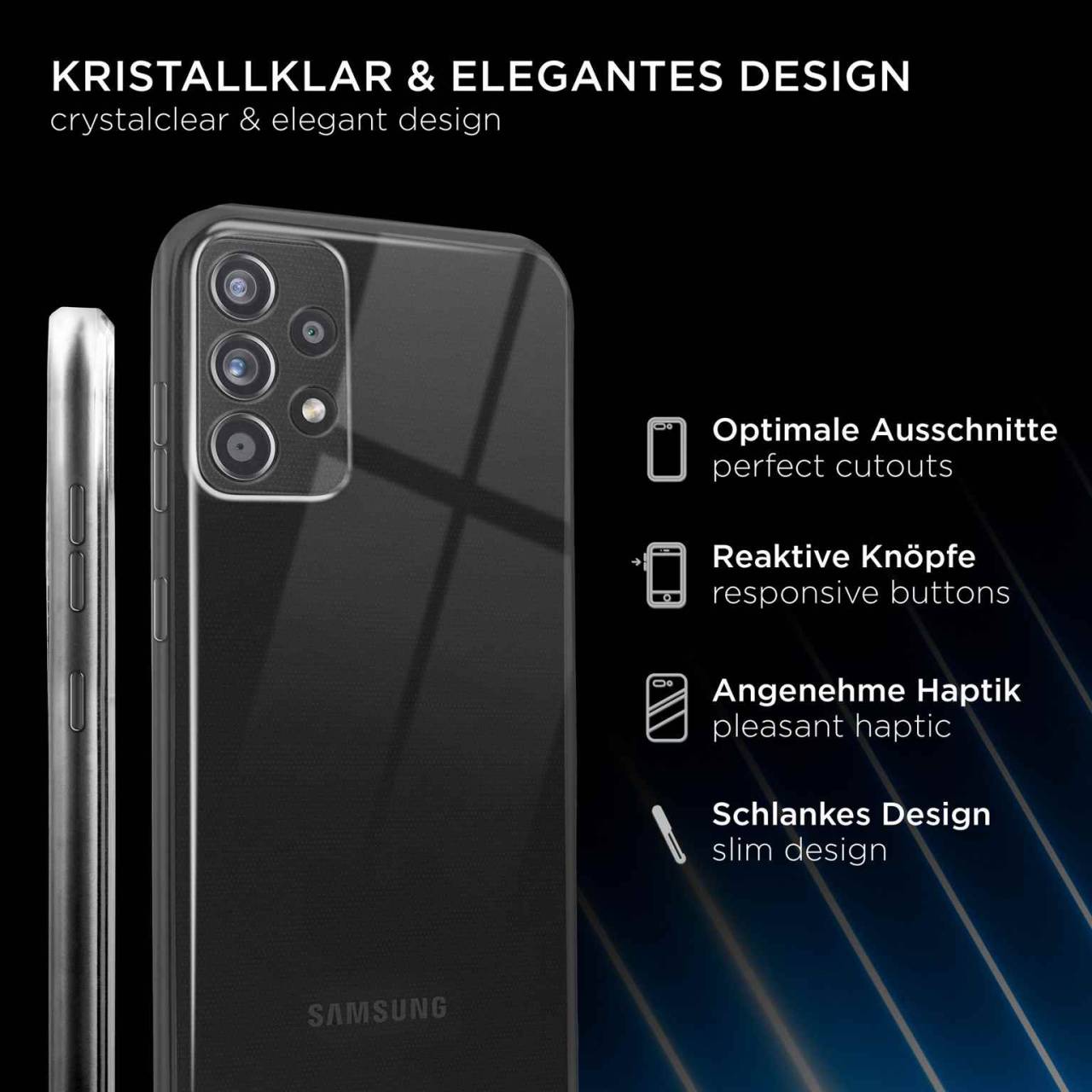 ONEFLOW Clear Case für Samsung Galaxy A72 – Transparente Hülle aus Soft Silikon, Extrem schlank