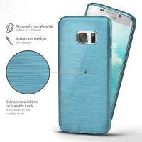 moex Brushed Case für Samsung Galaxy S7 Edge – Silikon Handyhülle, Backcover in Aluminium Optik